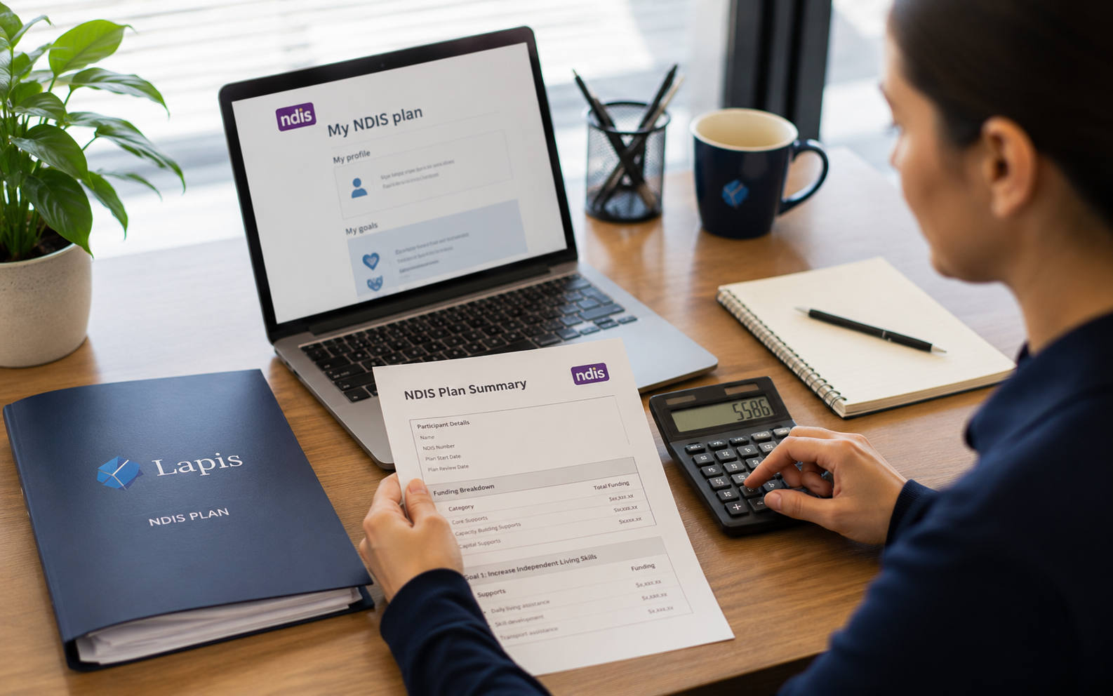 Person reviewing NDIS plan documents